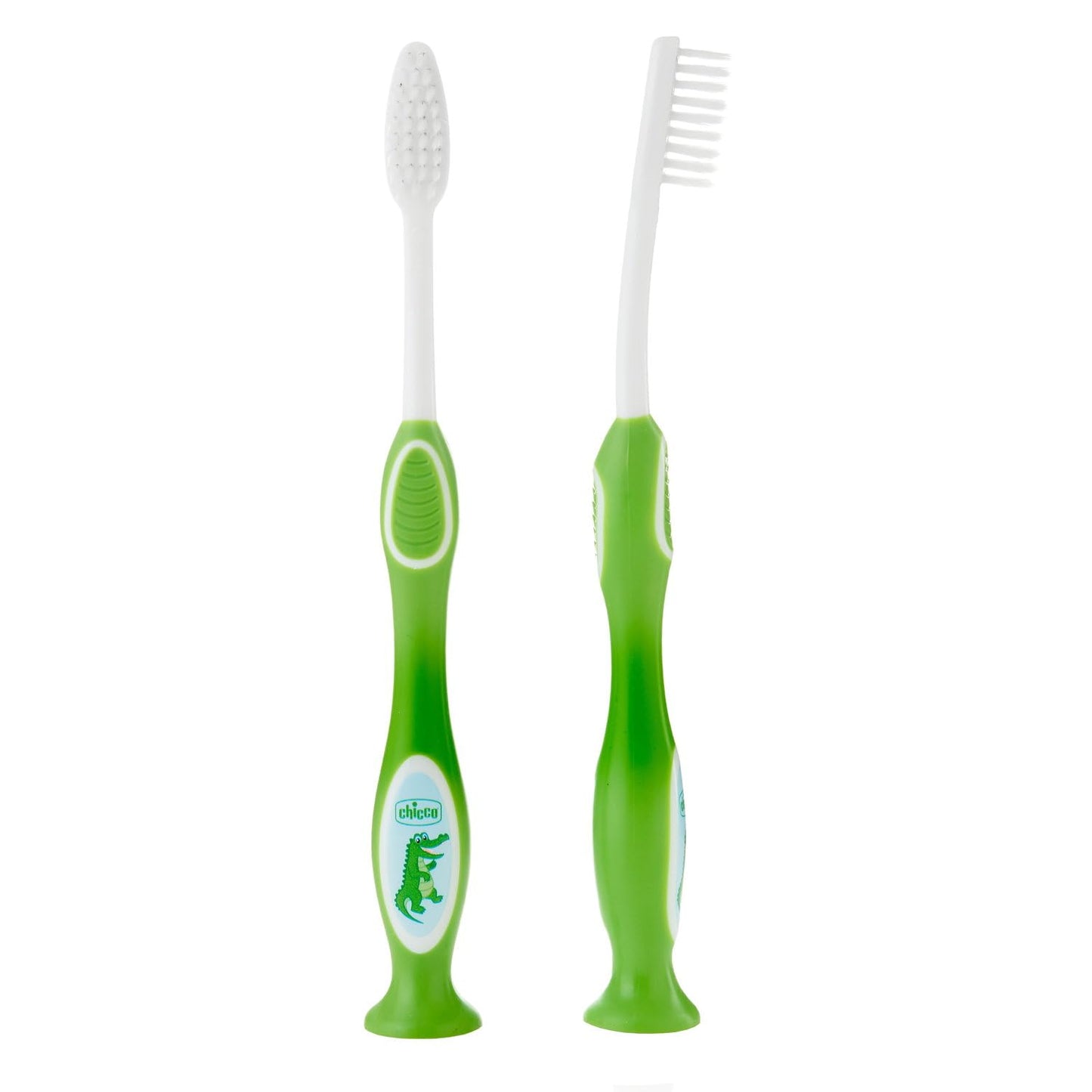 Chicco Spazzolino Da Denti, Con Setole Fini, Spazzolino Per Bambini, Spazzolino Delicato, Testina Con Pulisci Lingua, Ergonomico Con Presa Antiscivolo, Colori assortiti, Bimbo, 3-6 Anni