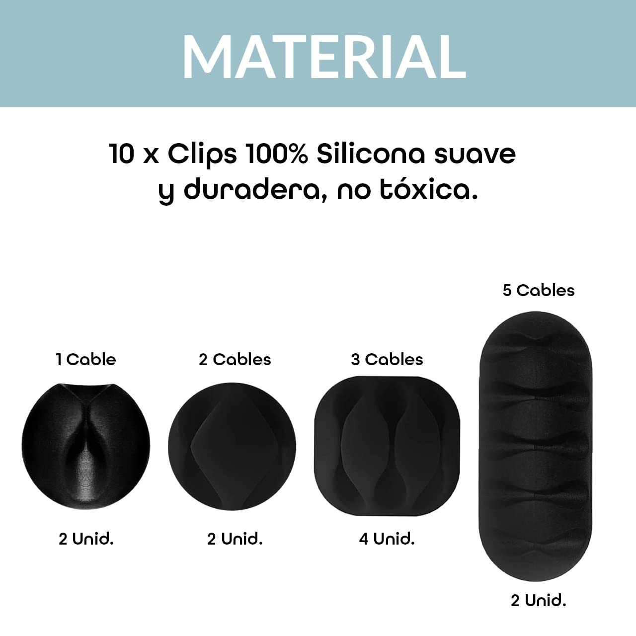 Organizzatore di cavi 10 pezzi clip adesivi per scrivania, include set di 5 flange colorate, ideale per ordinare accessori da ufficio, casa, alimentatore, computer, usb e prese.