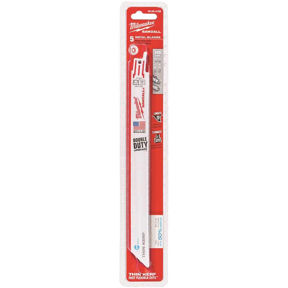 Milwaukee 48-00-4188 - Seghe alternative, 22,9 cm x 18-TPI per ghiaccio indurite multi-materiale, confezione da 5