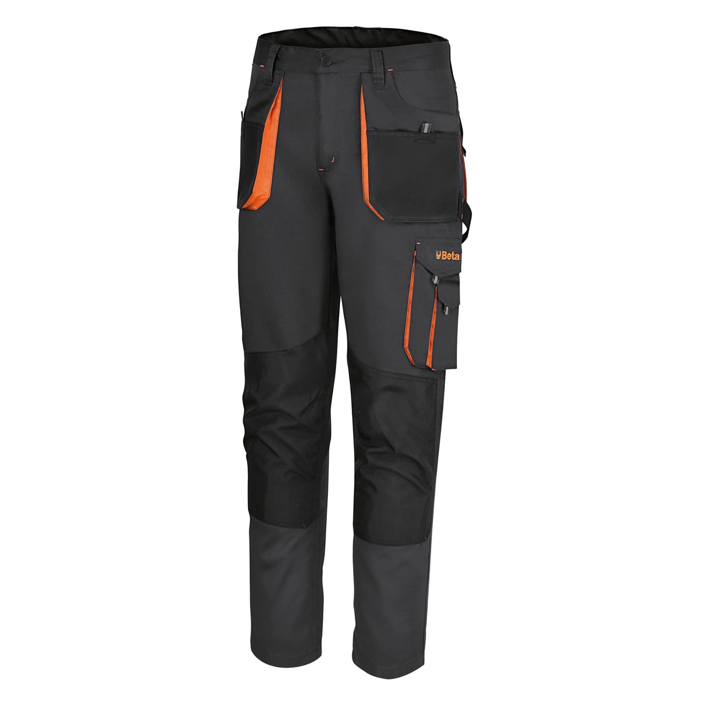 BETA 7900E M - Pantaloni da lavoro multitasche, inserti rinforzati e ginocchiere in poliestere. Due profonde tasche anteriori, tasca porta metro e nastro porta martello - Grigio