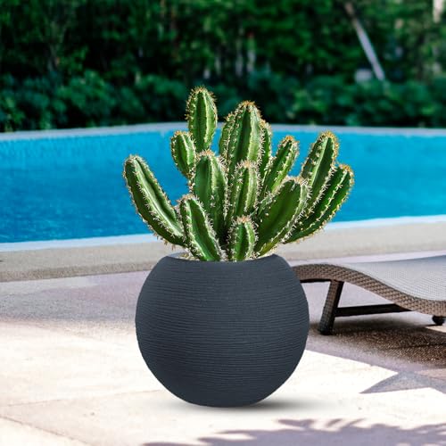 DIVINA GARDEN Vaso in resina da esterno interno per piante tondo a sfera di design d.40x33h Botticelli Grigio