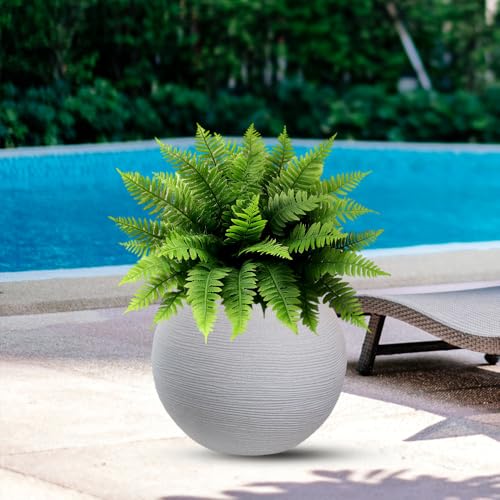 DIVINA GARDEN Vaso in Resina da Esterno Interno per Piante Tondo a Sfera di Design d.40x33h Botticelli Beige