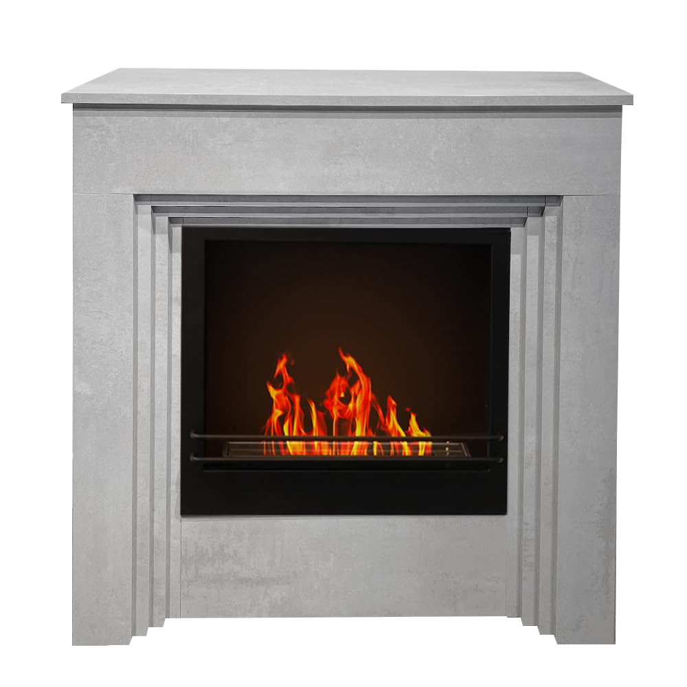 Divina Fire Camino a bioetanolo da Terra Bellini in Legno Effetto Cemento Made in Italy L96 x P35 x H96