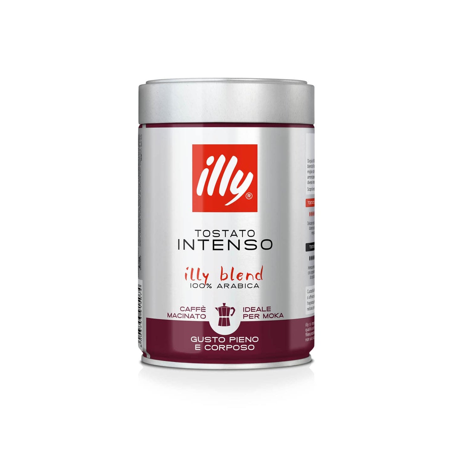 illy INTENSE Roasted Ground Coffee for Moka, 12 Jars of 250 Grams