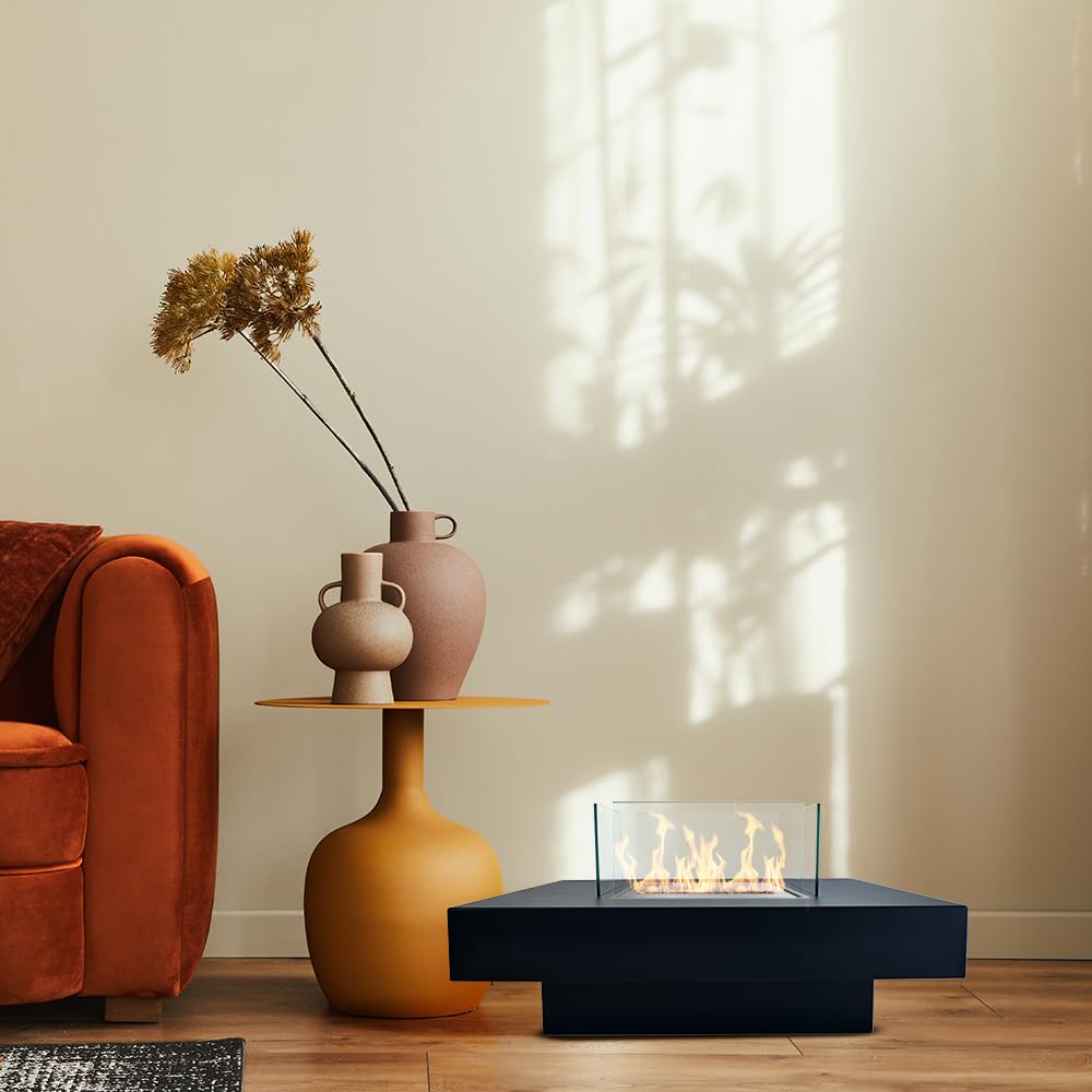 Divina Fire Camino a bioetanolo da Terra per Interno Esterno Panarea Nero 70x70x35