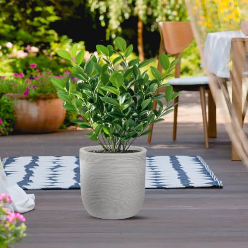 DIVINA GARDEN Vaso in Resina da Esterno Interno per Piante Cilindro di Design d.35x34h Raffaello Beige