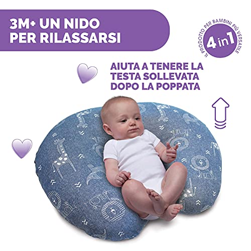Chicco Boppy Supporto Allattamento anche conosciuto come cuscino per Neonati 0+ Mesi, Forma Ergonomica con Mamma e Bambino, Neonato al Seno col Biberon