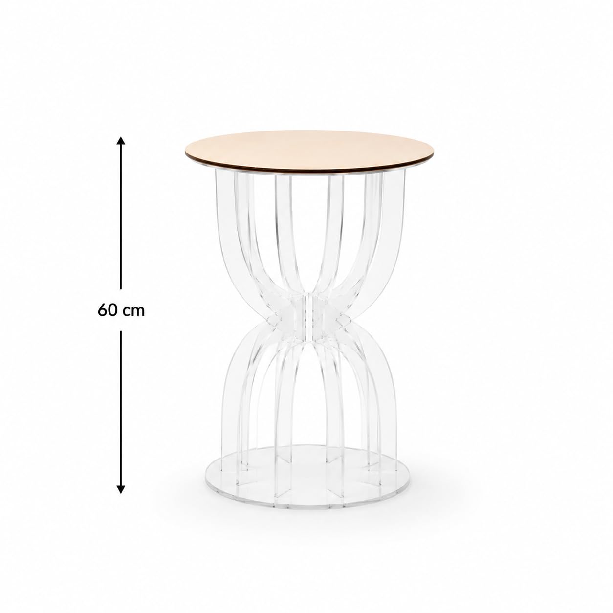 Carpe Diem Shop Tavolino in Plexiglass Trasparente alto 60 cm, Design Moderno, Struttura a Clessidra, Ideale per Matrimoni, Eventi e Showroom