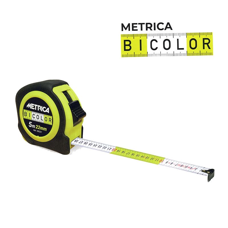 METRICA Flessometro Bicolor 5 Metri a Nastro 22mm | Cambio colore ogni 10cm