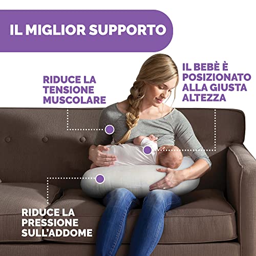 Support d'allaitement Boppy également connu sous le nom de coussin d'allaitement pour les nouveau-nés de 0 mois et plus, forme ergonomique avec soutien pour la mère et le bébé, soutien du nouveau-né pour l'allaitement et l'alimentation au biberon