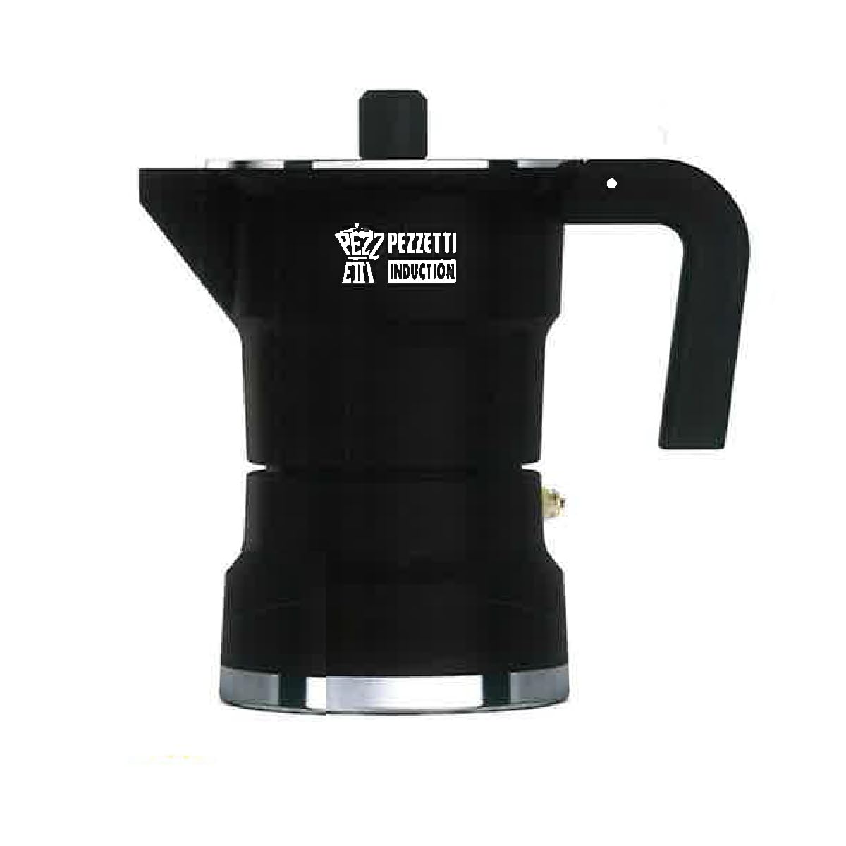 Pezzetti Caffettiera Moka Adatta all'induzione, 2 Tazze, Colore Nero Fumo, Modello Solid Express