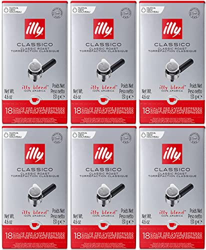 Illy Caffè espresso Arrosto medio 18 cialde (confezione da 6) Rosso