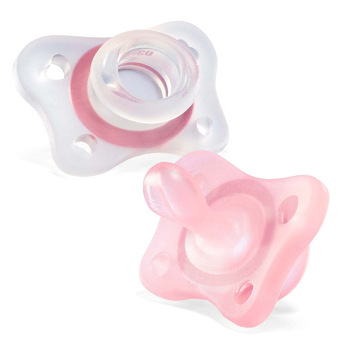 Chicco PhysioForma Ciuccio in Silicone 2-6 Mesi, 2 Pezzi, Set Gommottini 0-2 Mesi, Supportano la Respirazione Fisiologica e Favoriscono il Corretto Sviluppo della Bocca, Rosa