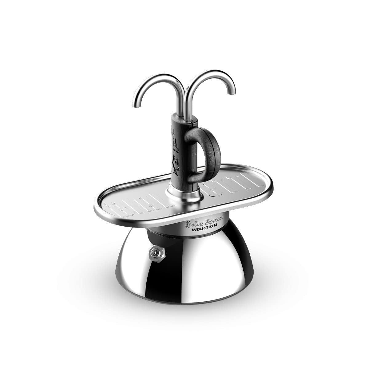 Bialetti Mini Express Induction Caffettiera, Alluminio, Nero, 2 Tazze