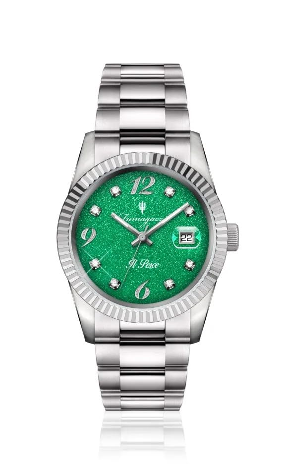 Generico FU302 Orologio da Polso Fumagazzi -“Il Pesce” La Carovana – Verde, ø 36 mm, Cinturino Acciaio Solido, Movimento al Quarzo, Water Resistant 5 ATM