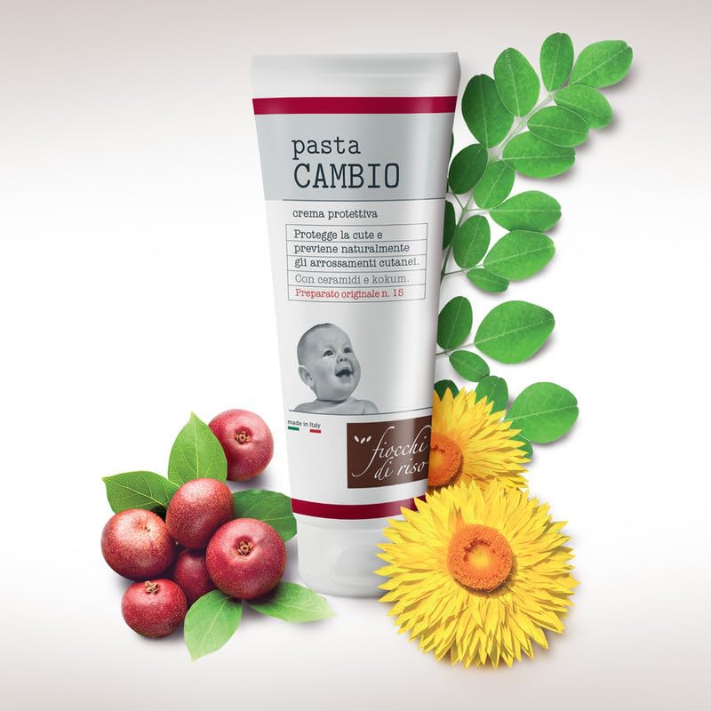 Fiocchi di Riso 2 Flaconi di Pasta CAMBIO (2 x 100ml) - CAMBIO PANNOLINO - Protegge e previene arrossamenti cutanei nelle zone intime del neonato