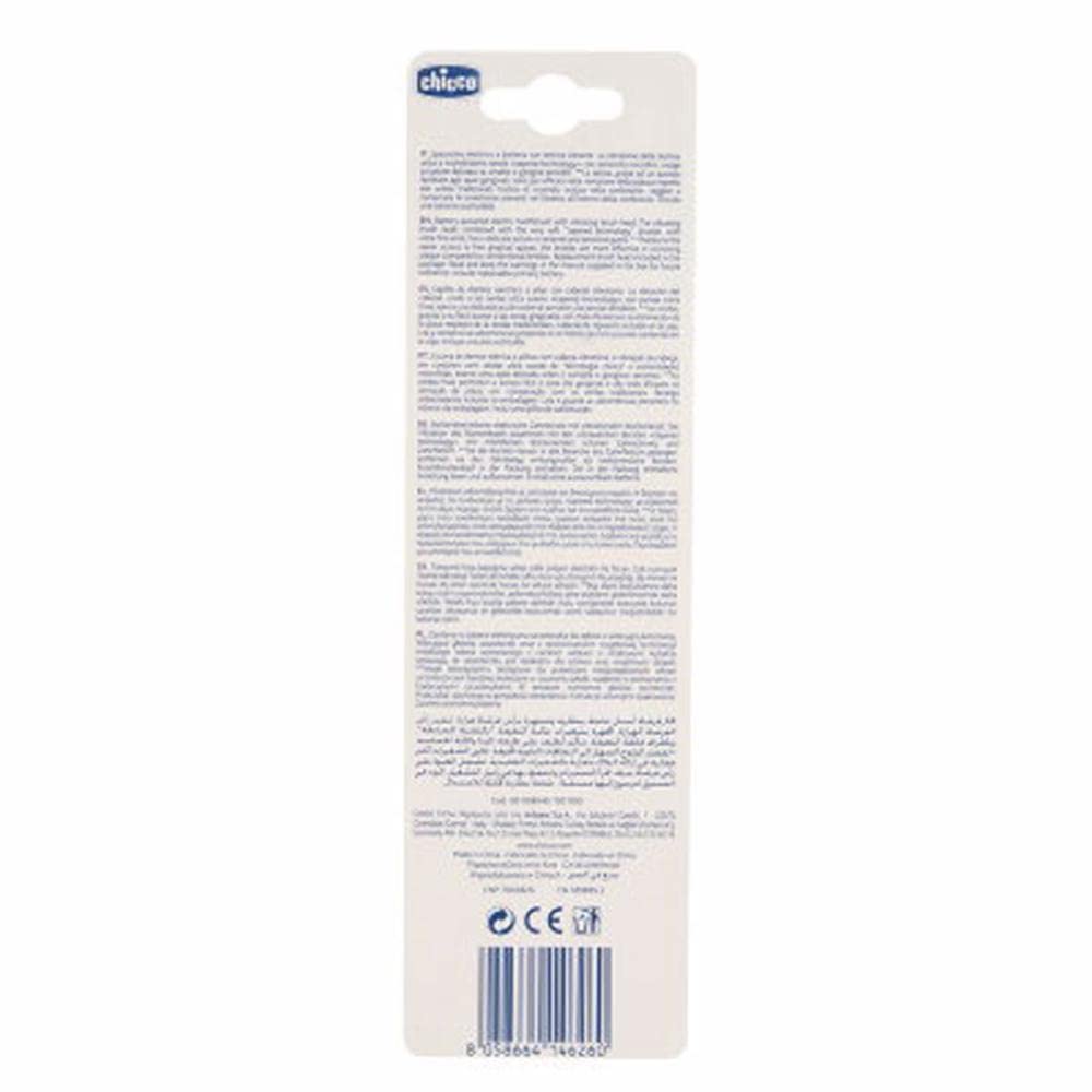 Chicco Spazzolino Elettrico Bambini, Setole Morbide, Delicato Sulle Gengive, Con Batterie Sostituibili E Testina Di Ricambio, Azzurro, 3 Mesi+