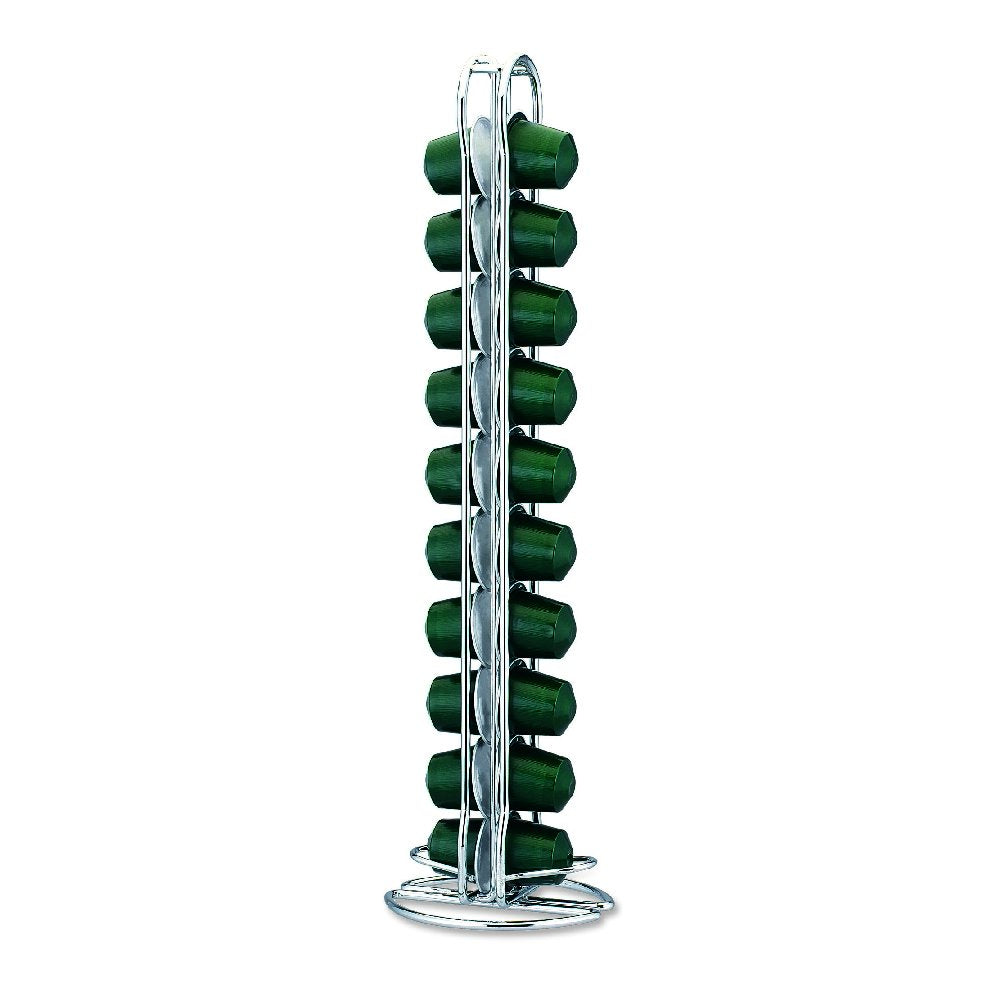 Fackelmann Porta Cialde in Filo per 20 Cialde Nespresso, in Scatola Regalo a 4 Colori, Cialde non Incluse, Argento