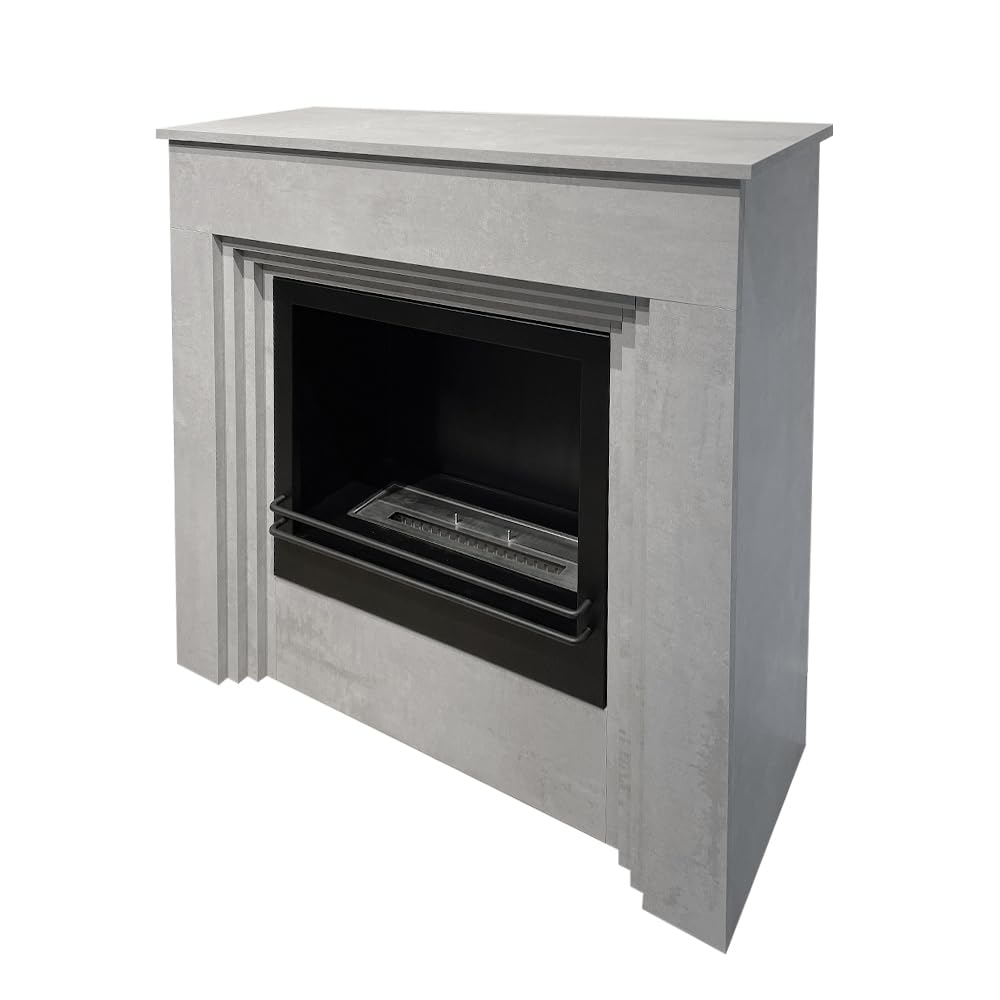 Divina Fire Camino a bioetanolo da Terra Bellini in Legno Effetto Cemento Made in Italy L96 x P35 x H96