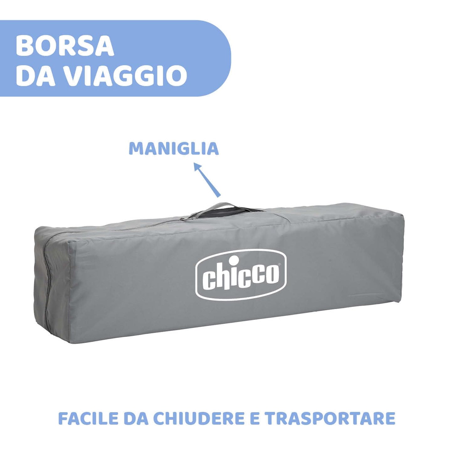 Chicco Open Box Lettino Neonati da Viaggio per Bebè e Bambini dalla Nascita fino a 15 kg, Pieghevole e Compatto, Culla da Campeggio con Tappeto Gioco, Finestre in Rete, 4 Maniglie e Borsa da Viaggio