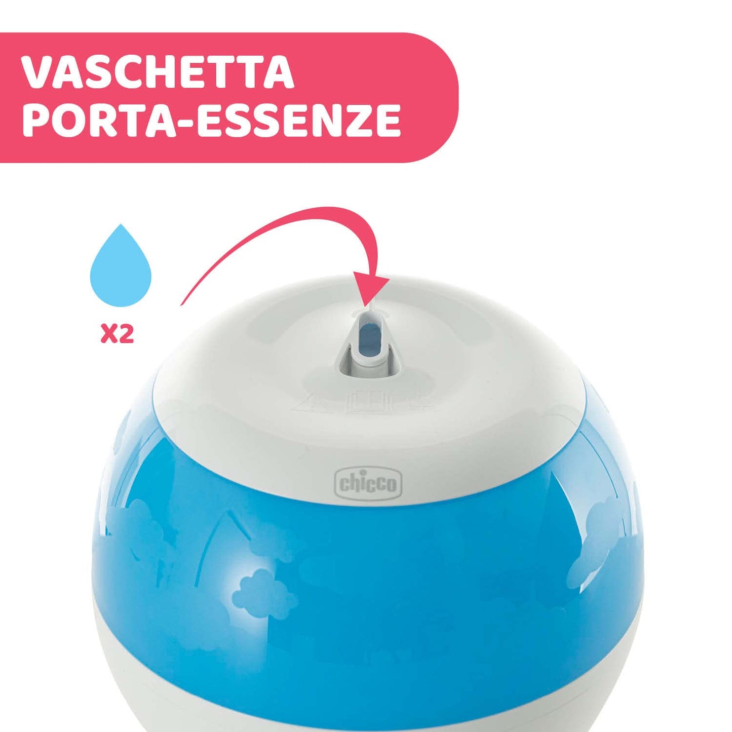 Chicco Humi Fresh Umidificatore Ambiente a Ultrasuoni per Bambini, Vapore Freddo Anti-scottatura e Silenzioso per Notti Serene, con Contenitore per Essenze, Spegnimento Automatico, Autonomia 8 Ore