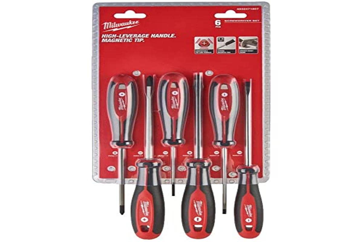 MILWAUKEE | Set 6 Giraviti Cacciavite di Alta Qualità Giravite Antiscivolo
