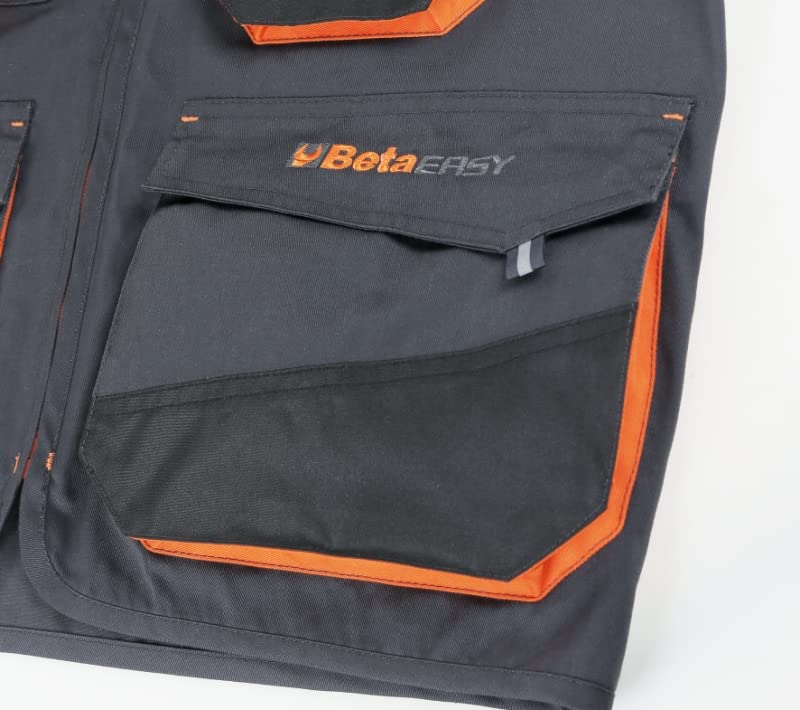 BETA 7867G M Gilet leggero da Lavoro in T/C twill, 65% Poliestere e 35% Cotone, con Tasche al Petto, Taschino Porta Penna, Inserto Porta Badge, Tasconi in Vita e Inserti Antiabrasione, Grigio