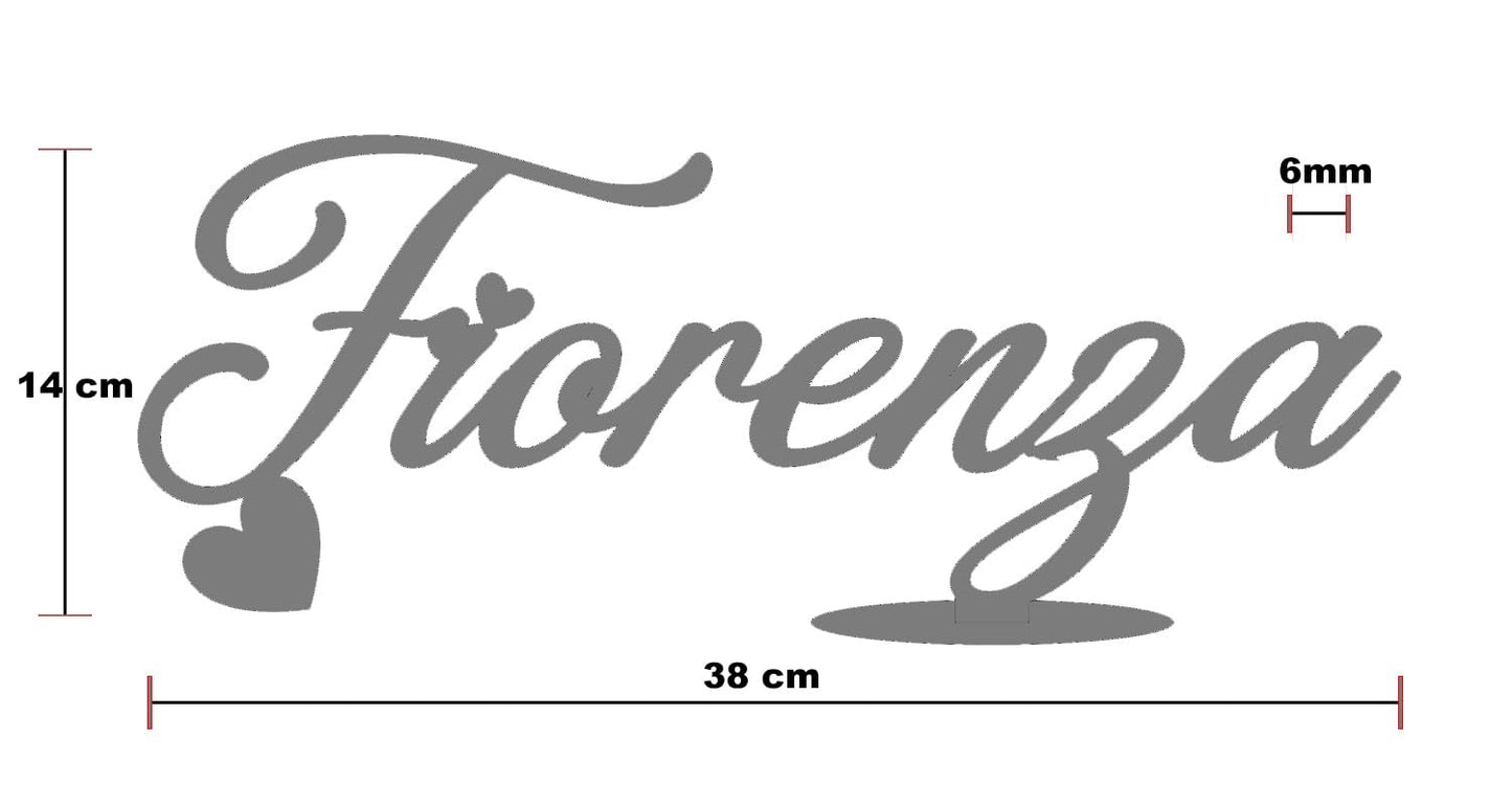 Scritta in Legno Personalizzata | Nome Inciso al Laser 38 cm | Topper per Tavolo Torta, Gadget o Decorazione, Spessore 6mm