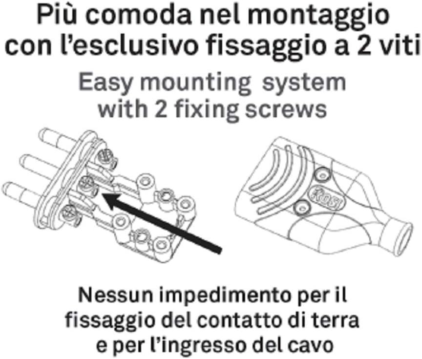 RS78006 ROSI Spina Mobile Antischiacciamento Elaplug 10/16A | Confezione da 25 Spine Bianche 250V con 2 poli + Terra