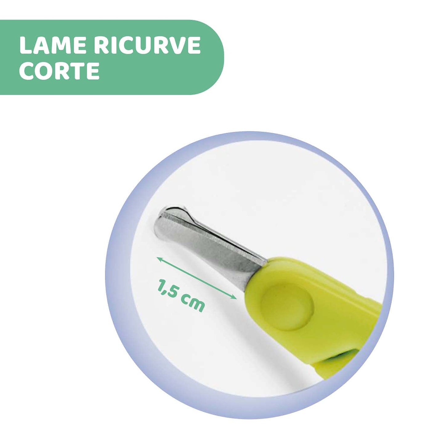 Chicco Forbicine Unghie per Neonati e Bambini, Forbicine in Acciaio Inox con Lame Ricurve e Punte Arrotondate, Cappuccio Protettivo, Impugnatura in Gomma Antiscivolo - Accessori Neonato 0+ Mesi