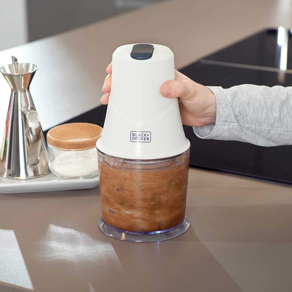 BLACK+DECKER - BXCH260E Mini Tritatutto 260W. Ciotola da 500 ml. con Coperchio. 2 modalità di utilizzo: mescolare e tagliare.