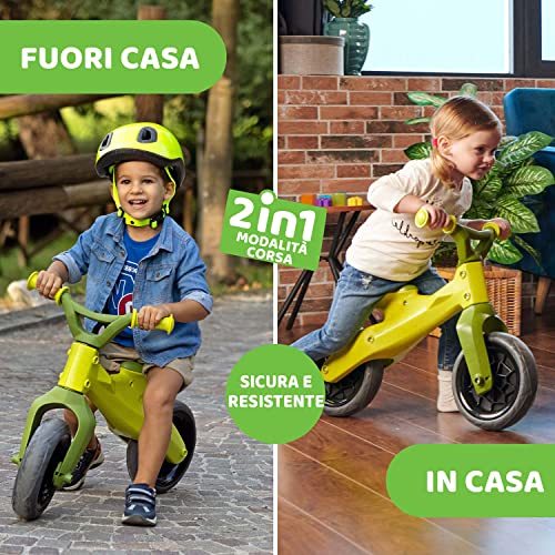 Chicco Balance Bike Eco+, Bici Bambini da 18 mesi a 3 anni (Fino a 25 kg), Bicicletta Senza Pedali per l'Equilibrio, Manubrio e Sellino Ergonomici, Ruote Antiforatura, 80% Plastica Riciclata