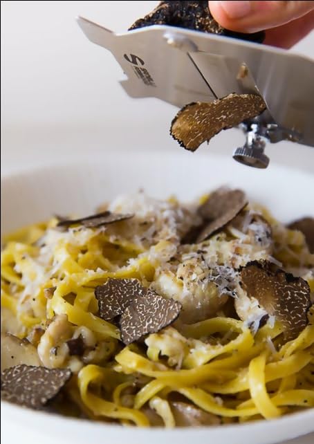 Sanelli Ambrogio Ulivo, Ambrogio Sanelli-Affettatartufi in Legno Manico, Ergonomico ed Antiscivolo. Regolatore di qualità per Un Taglio preciso. Lama ondulata, 23.0x9.0x2.5 cm