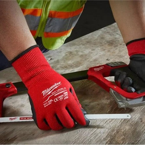 MILWAUKE 12 Paia Guanti da Lavoro Spalmati Nitrile +Rete, Antitaglio Categoria C
