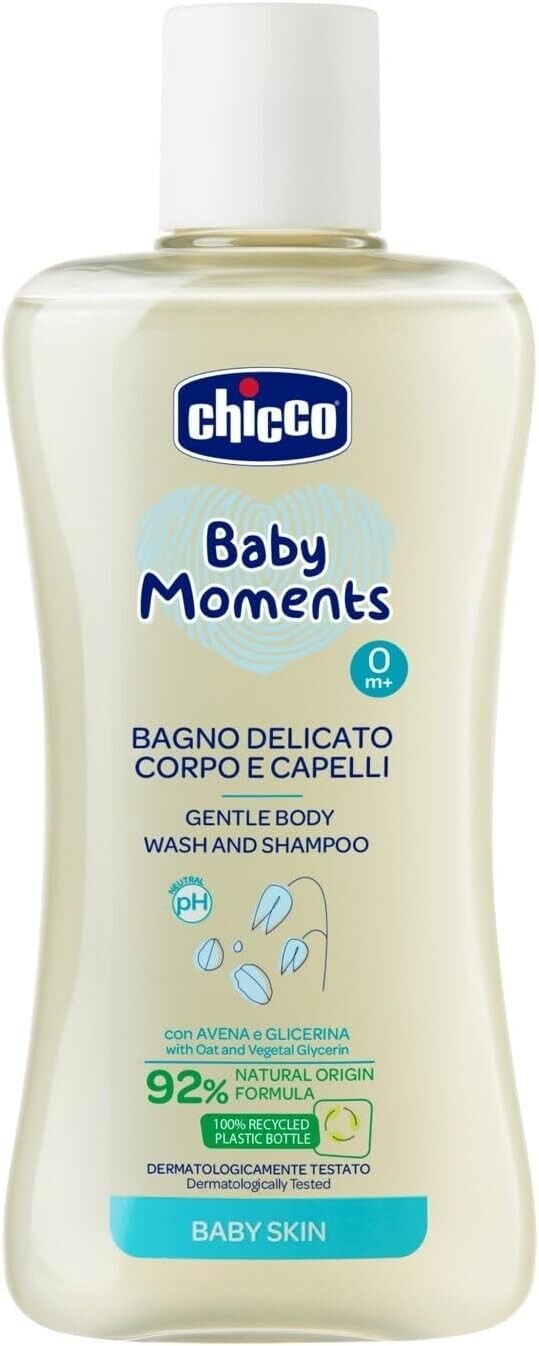 CHICCO Baby Moments Set con Bagno Corpo da 200 ml, Crema Corpo 200 ml, Profumo