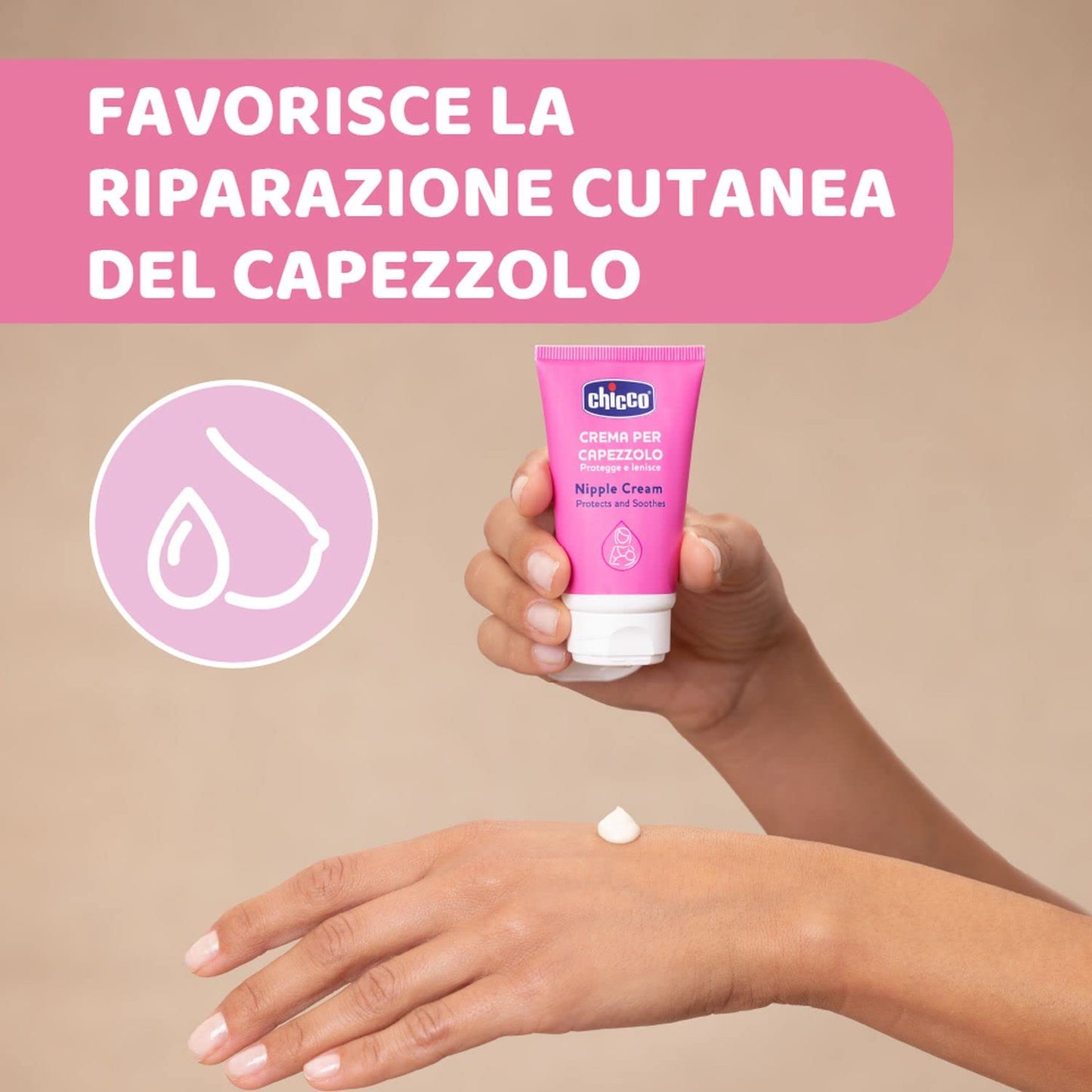 Chicco Crema per Capezzoli, Prepara il Capezzolo all'Allattamento, Nutriente, Senza Profumo e Sicura per i Bambini, non Macchia i Tessuti