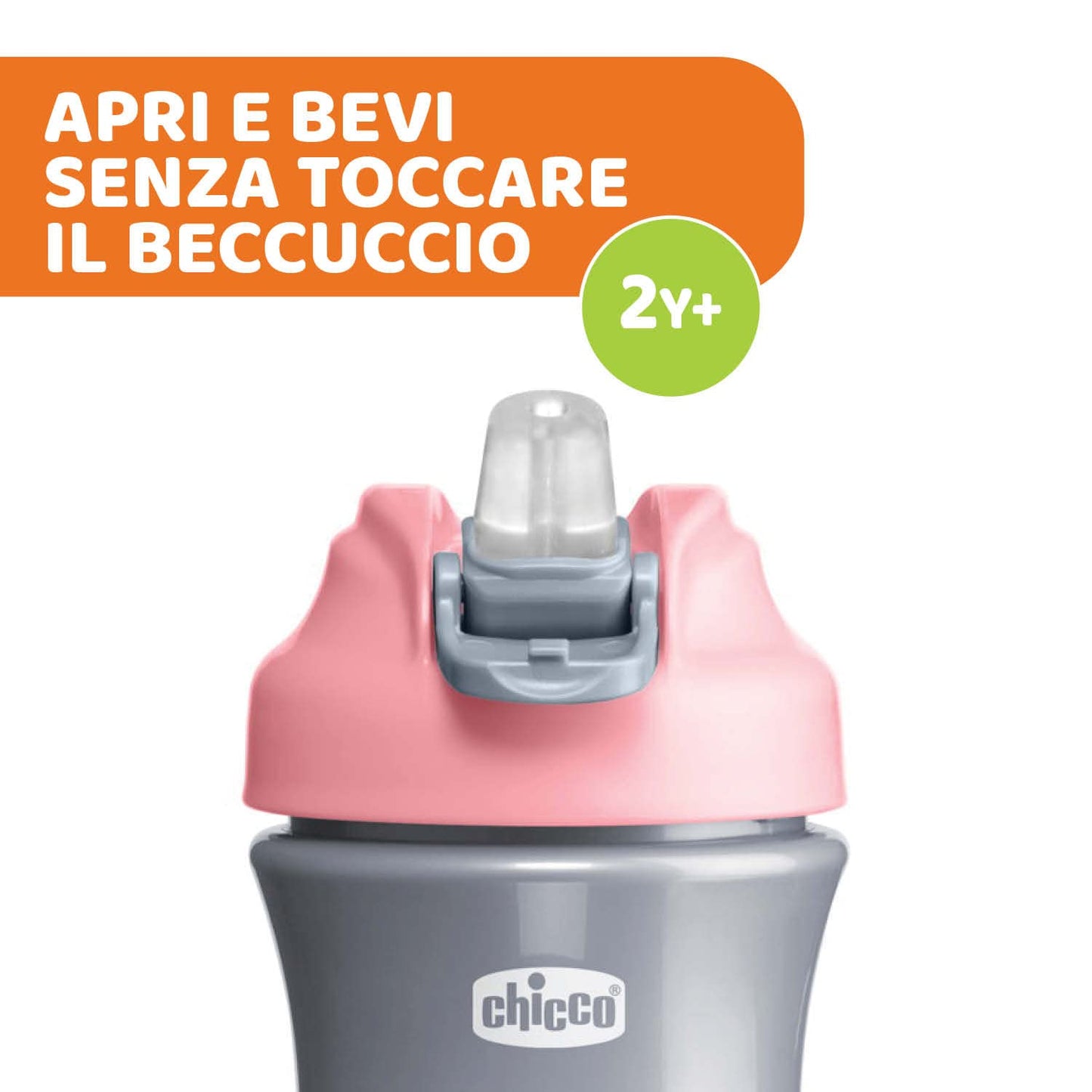 Chicco Pop-up Cup, Bicchiere Antigoccia per Bambini, Pratica Apertura, Beccuccio in Silicone, Chiusura Ermetica, Facile da Trasportare, Bicchiere per Bambini 2 Anni, Capacità 350 ml, Rosa