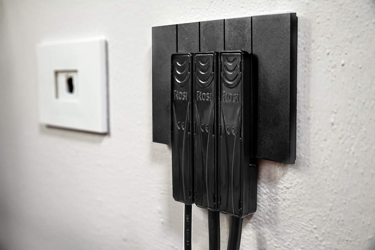 ROSI Emilia Flat | Spina Ultrapiatta 16A con Prolunga da 50cm e Presa Bivalente 16A - Nero