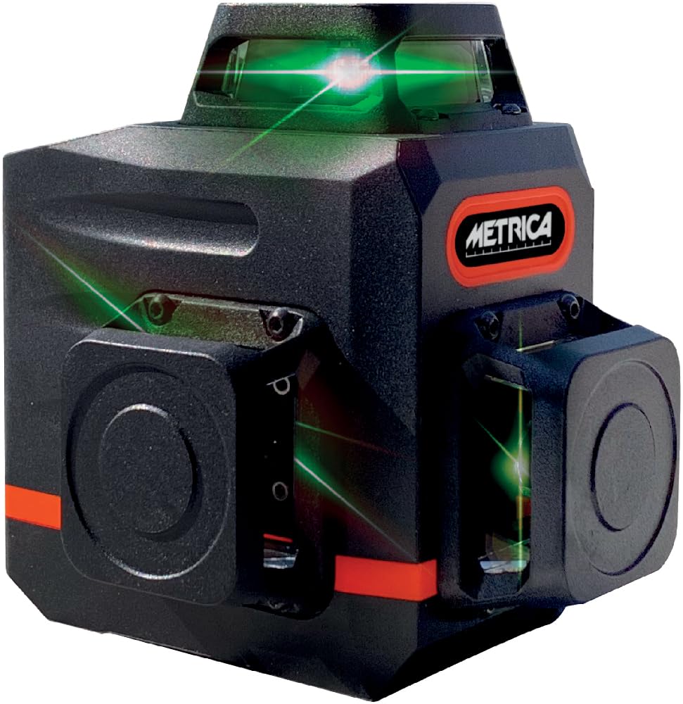 METRICA 60845 Livella Laser Luce Verde 30-50mt Autolivellante Ricaricabile con Telecomando