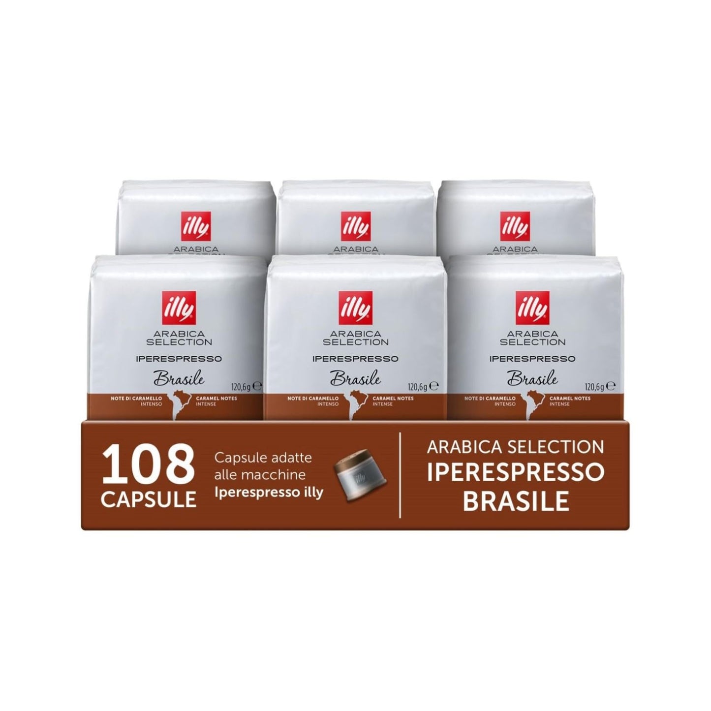 illy Capsule Caffè Iperespresso Arabica Selection Brasile, 6 Confezioni da 18 Capsule, Totale 108 Capsule