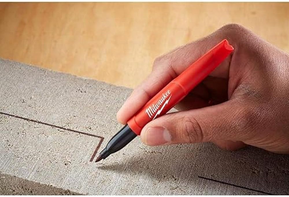 Milwaukee 4 Pennarelli Inkzall Assortiti Pennarello Indelebile a Punta Fine | Nero, Blu, Verde, Rosso