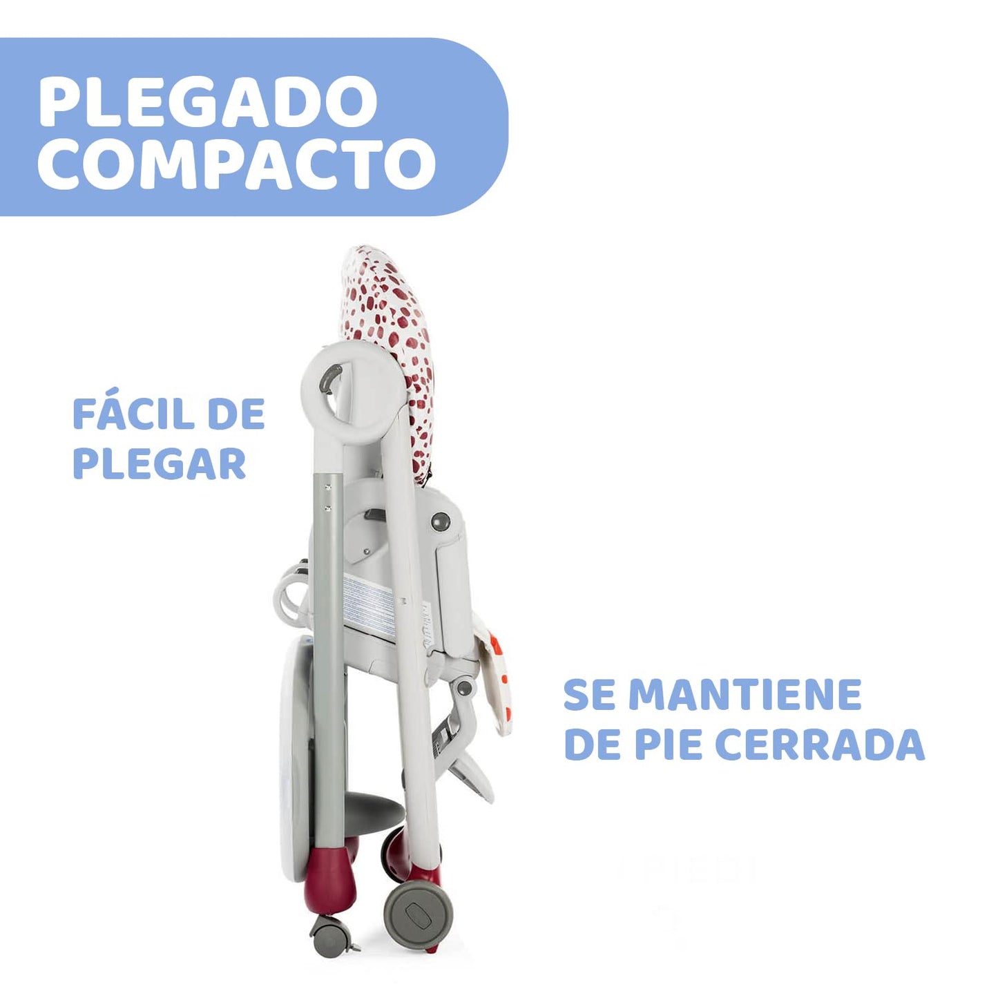 Chicco Polly Progres5 Seggiolone Pappa Regolabile per Bambini 0 Mesi - 3 Anni (15 kg), Trasformabile in Rialzo Sedia Bambini, Reclinabile a Sdraietta, con 4 Ruote e Chiusura Compatta - Cherry