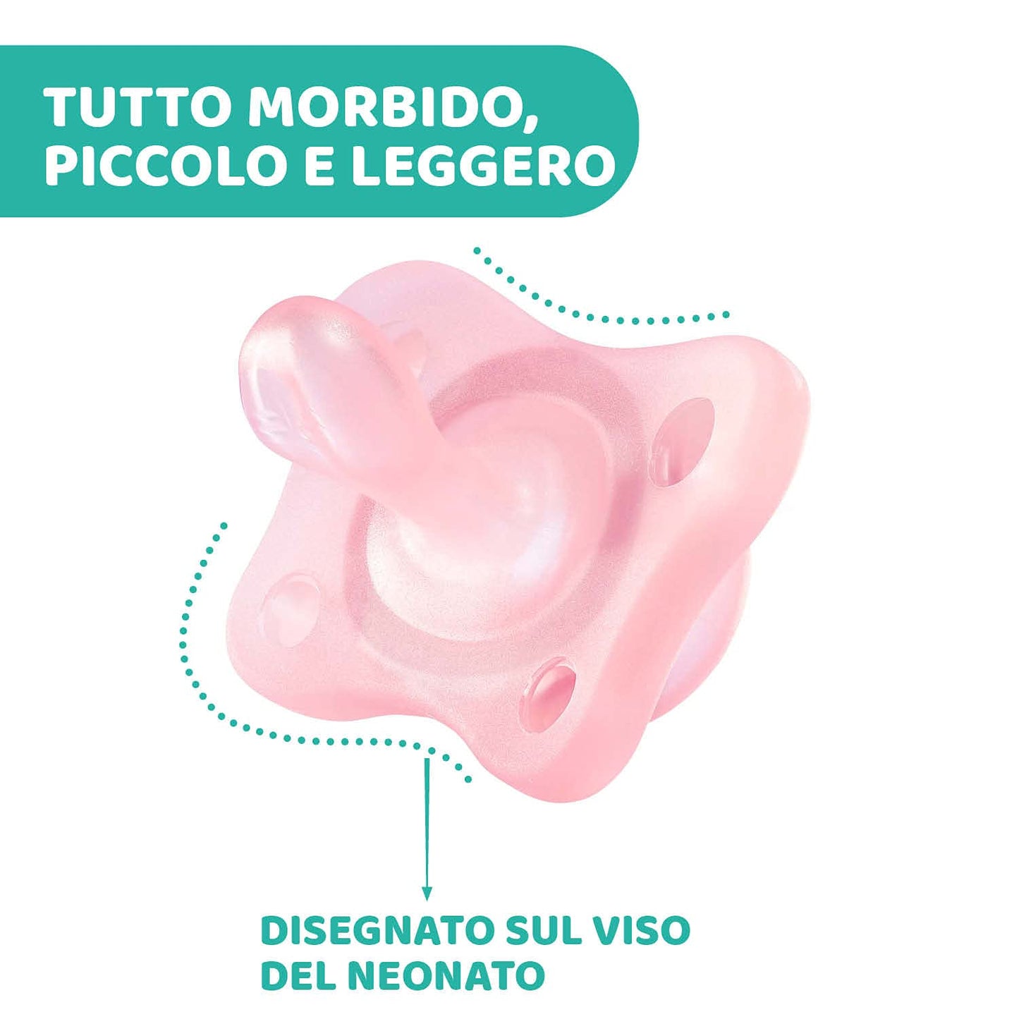 Chicco PhysioForma Ciuccio in Silicone 2-6 Mesi, 2 Pezzi, Set Gommottini 0-2 Mesi, Supportano la Respirazione Fisiologica e Favoriscono il Corretto Sviluppo della Bocca, Rosa