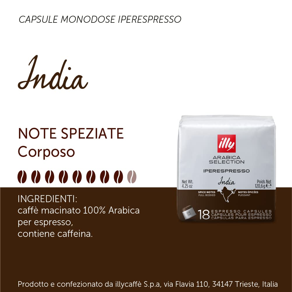 illy 6X18 Caffè in Capsule Iperespresso Mono Arabica Selection India
