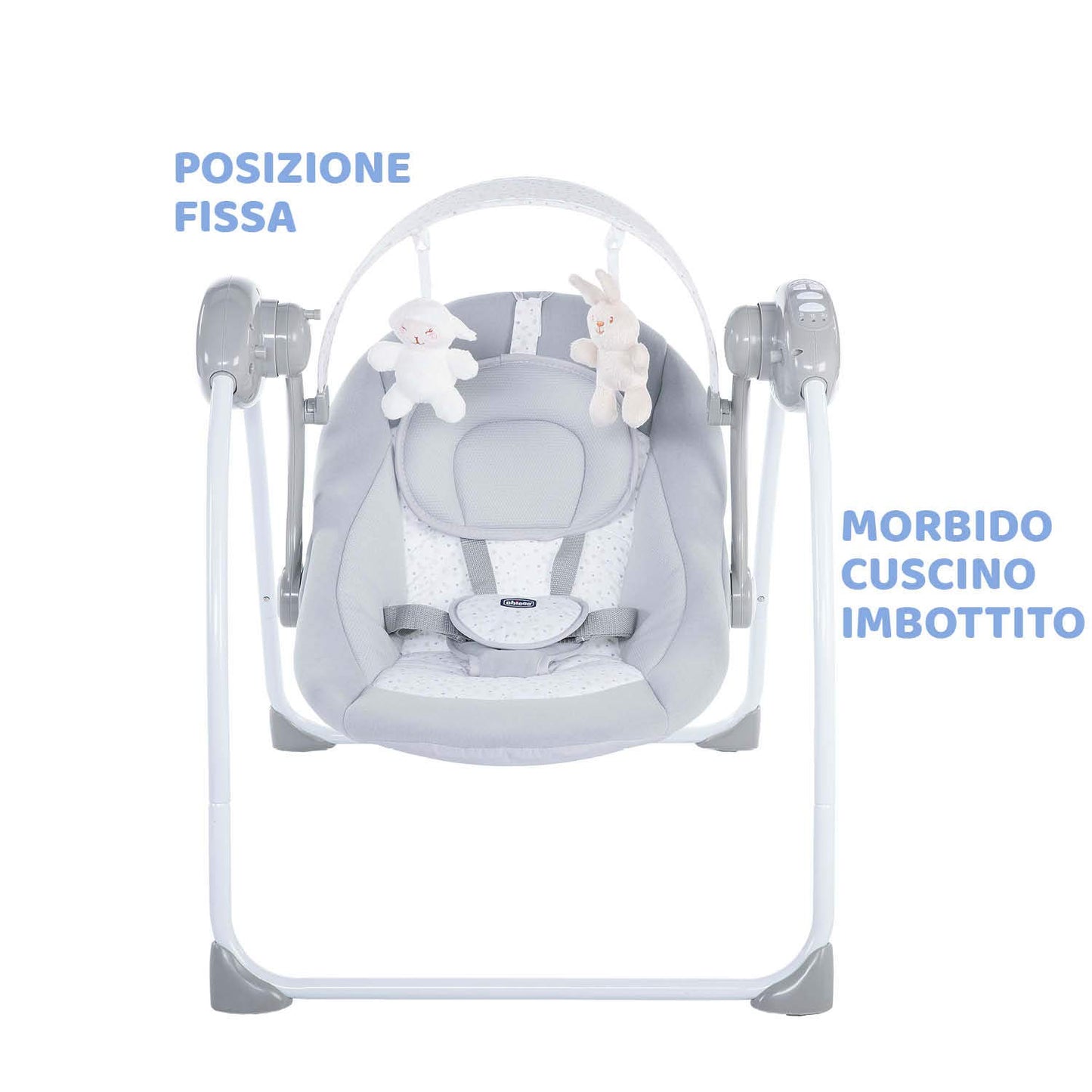Chicco Sdraietta Regolabile E Dondolo Automatico, Grigio, 69.5 x 60 x 58.5 cm
