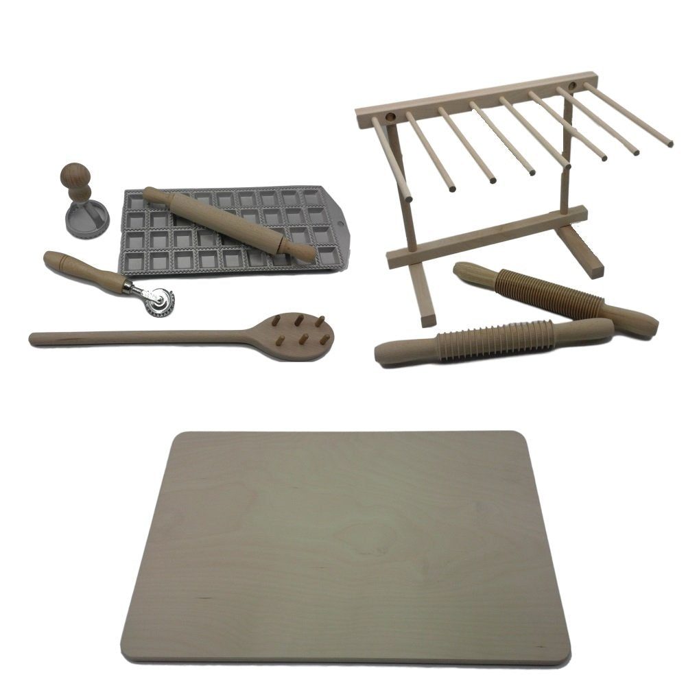 SET 8 ACCESSORIES for FRESH HOME MADE PASTA in WOOD