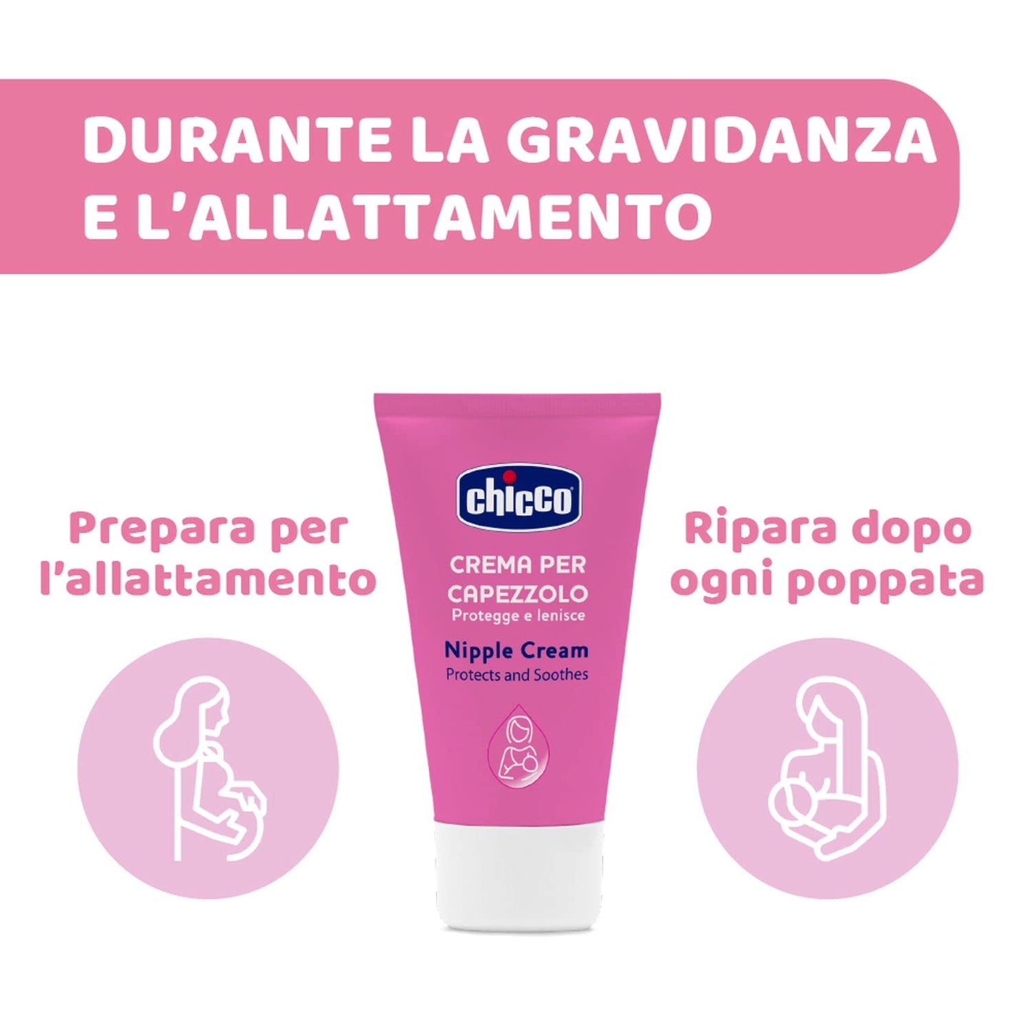 Chicco Crema per Capezzoli, Prepara il Capezzolo all'Allattamento, Nutriente, Senza Profumo e Sicura per i Bambini, non Macchia i Tessuti