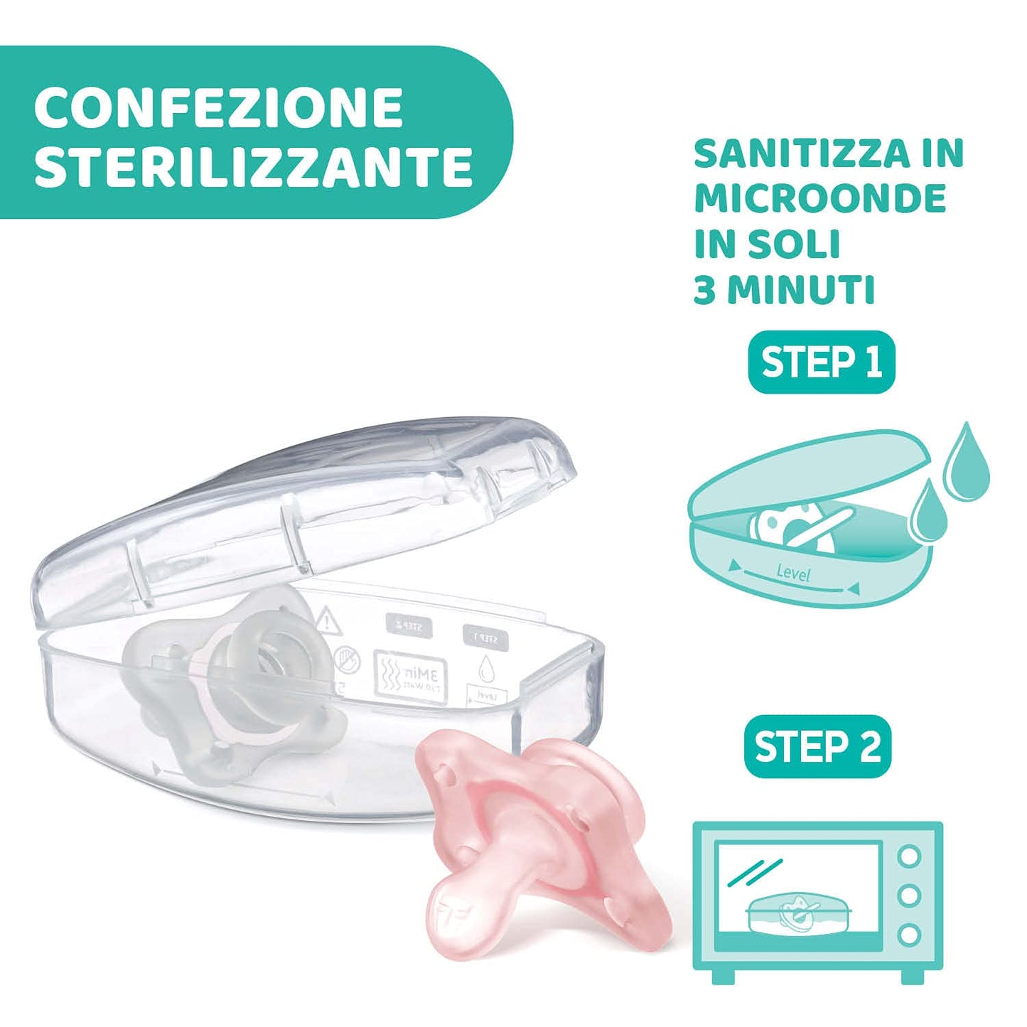Chicco PhysioForma Ciuccio in Silicone 2-6 Mesi, 2 Pezzi, Set Gommottini 0-2 Mesi, Supportano la Respirazione Fisiologica e Favoriscono il Corretto Sviluppo della Bocca, Rosa