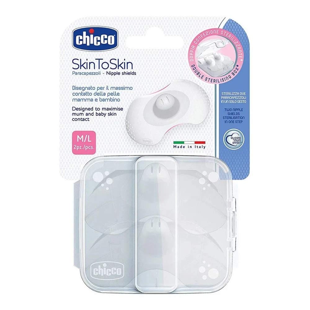 Chicco SkinToSkin - Paracapezzoli in Silicone, Bianco, M/L, Confezione da 2