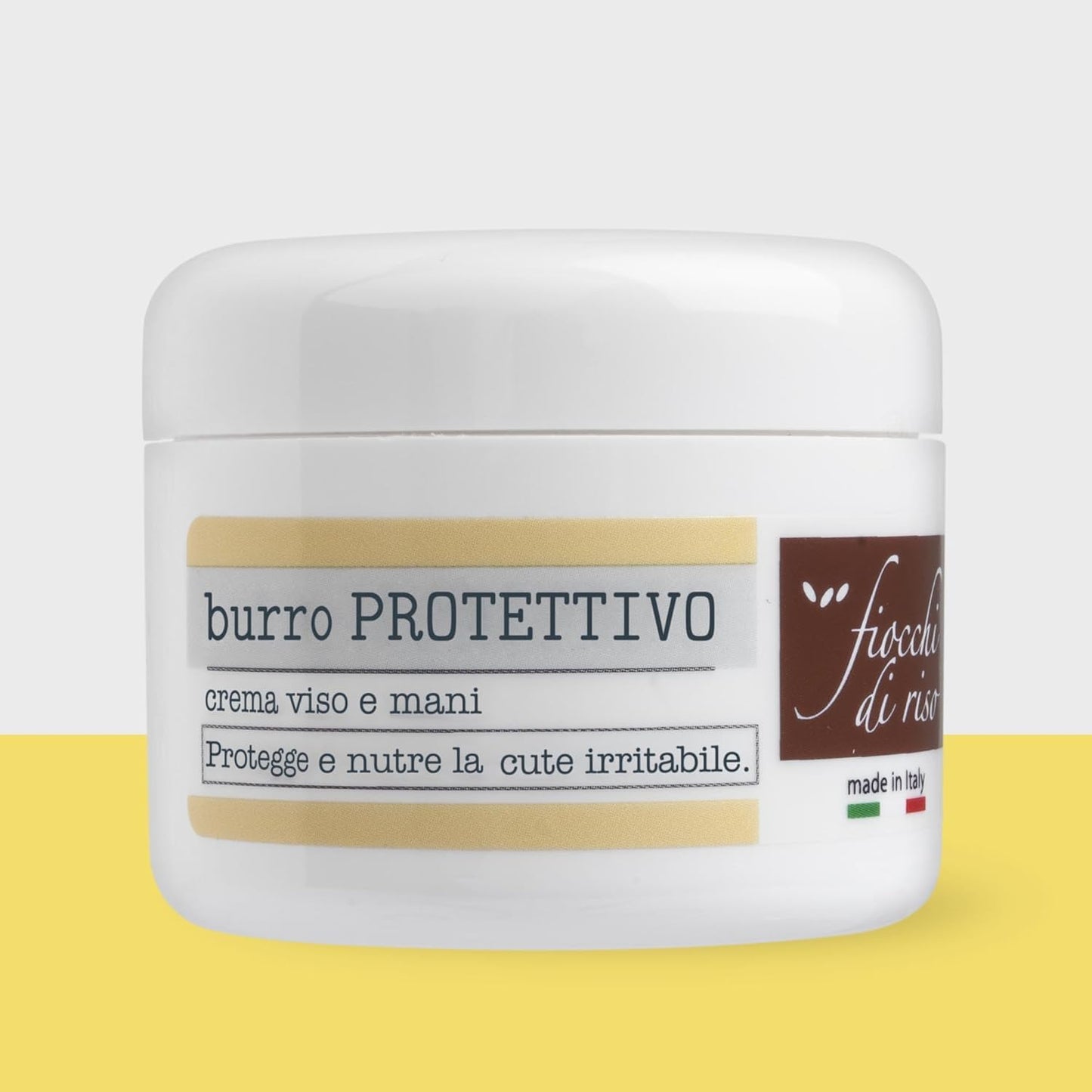 Fiocchi di Riso Burro PROTETTIVO, Crema Viso e Mani, con Ceramidi e Fico d'India, per Cute Sensibile, 2 Flaconi da 30 ml